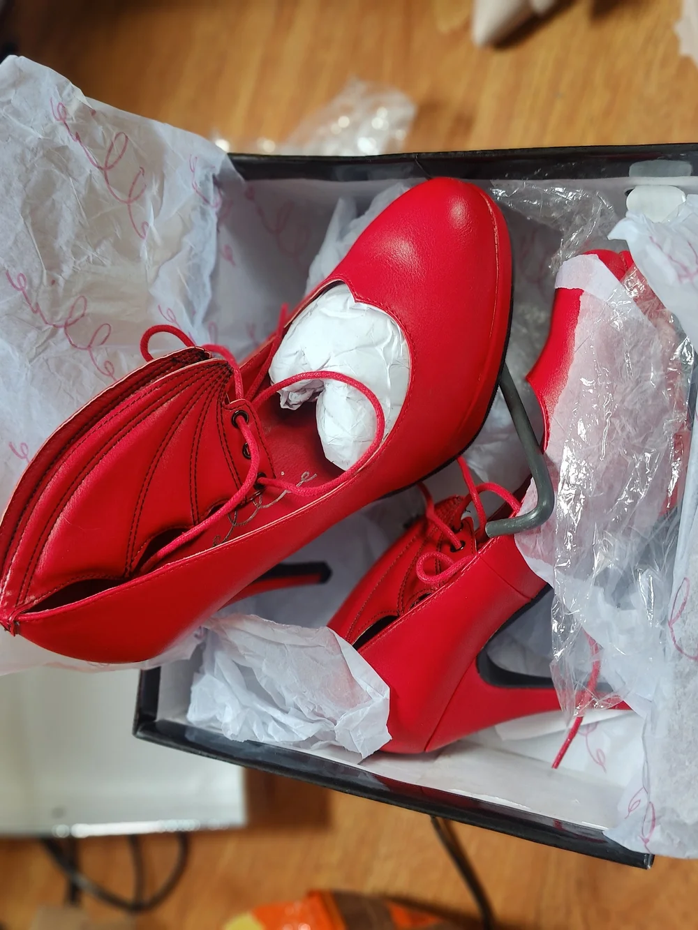 Ellie Red Wingback Lace-Up Platform Stiletto Pumps